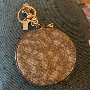 Coach Tan Monogram Round Coin Pouch